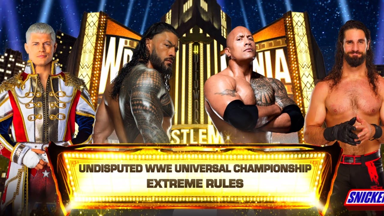 WWE2K24 Roman Reigns VS Cody Rhodes VS The Rock VS Seth Rollins Match Gameplay!