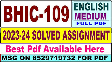 BHIC 109 solved assignment 2024 || bhic 109 solved assignment 2023-24 in English ||  bhic109 2024