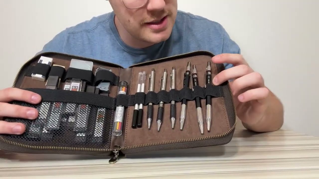 STAGEEK 30PCS Art Mechanical Pencil Set with Leather Bag, Metal Artist Lead Pencil 0 5, 0 7, 0 9 mm,