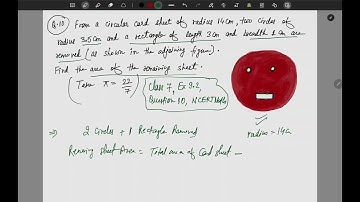 From a circular card sheet of radius 14 cm, two circles of radius 3.5 cm | Class 7 NCERT  Ex9.2 Q10