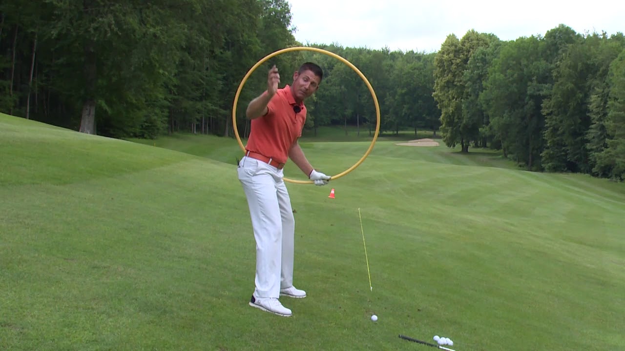 Schräglage - Der Ball befindet sich unterhalb des Golfers....