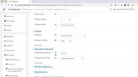 Moodle Quiz Set up: Step 1