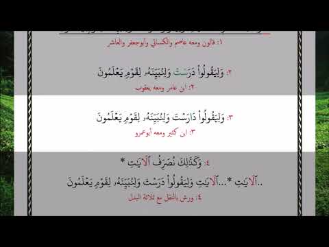 وكذلك نصرف الآيات وليقولوا درست ولنبينه لقوم يعلمون 105
