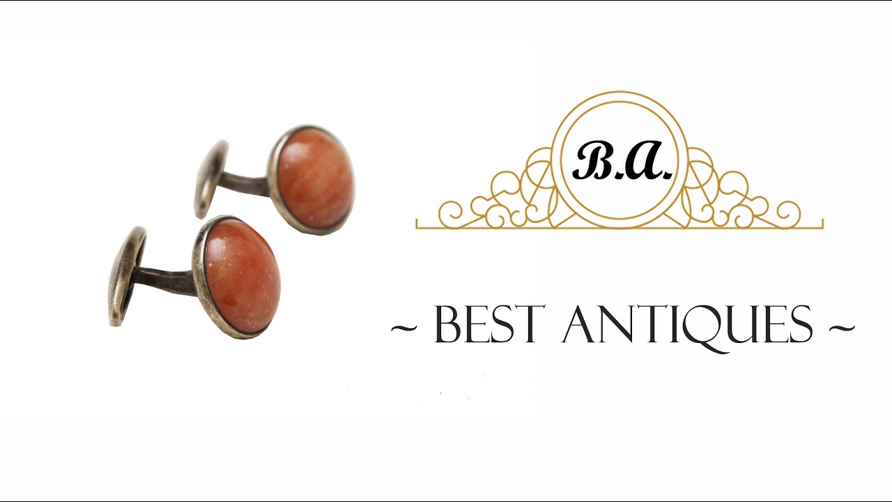 Soviet silver cufflinks with amber . 875 test .