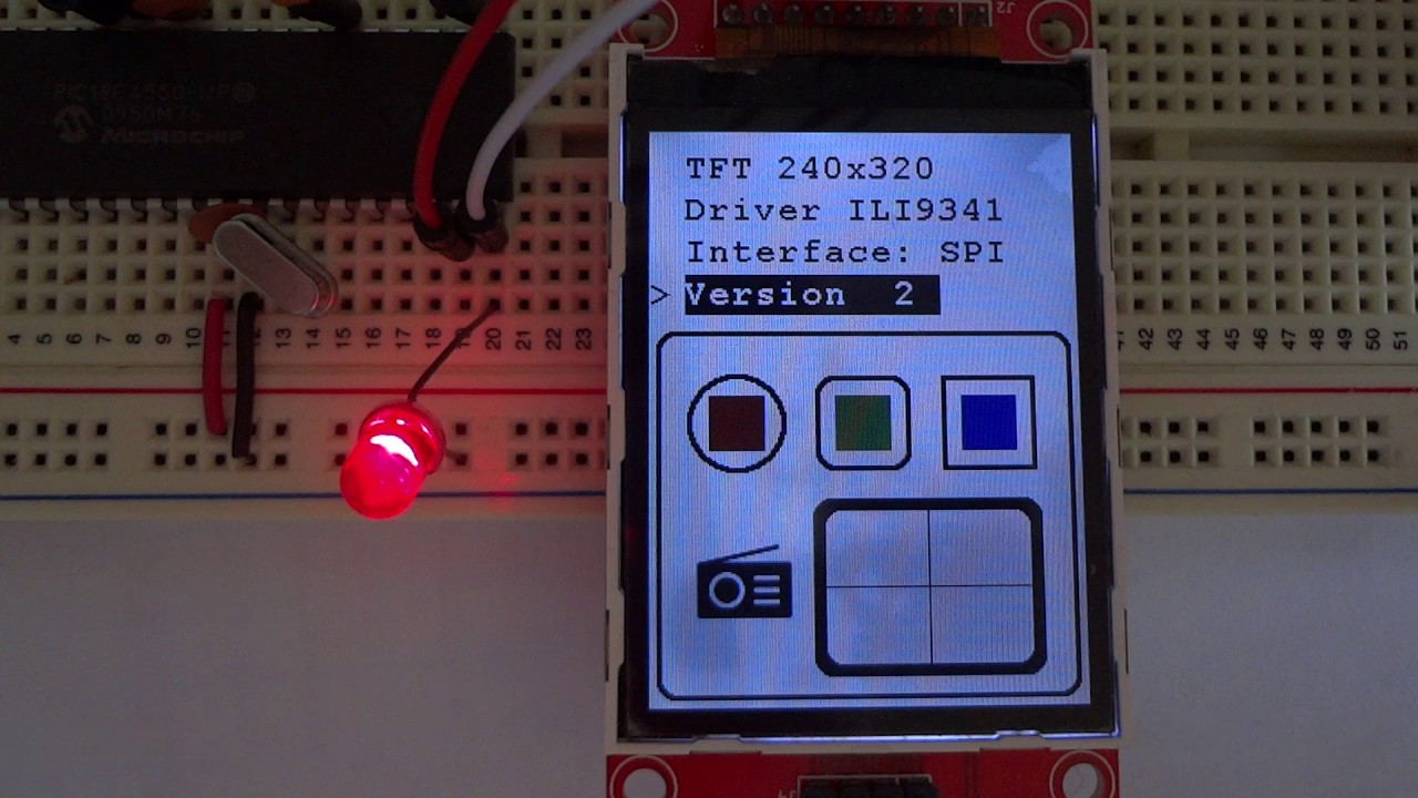 TFT ILI9341 PIC18F4550 - YouTube