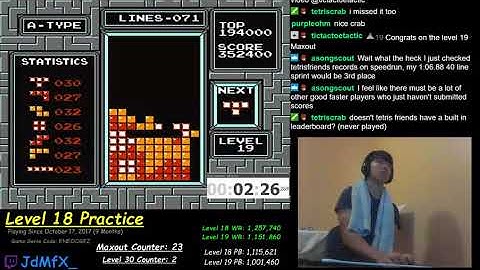 NES TETRIS - 100 Lines Sprint 3:09 (WR) - 8/13/2018
