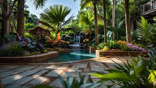 Best Tropical Landscape Design with Futuristic Mansion Villa Home Real Estate Retreat