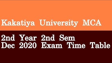 Kakatiya University MCA 2nd Year 2nd Sem Dec 2020 Exam Time Table