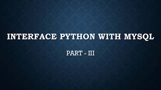 Interface Python With Mysql Part III