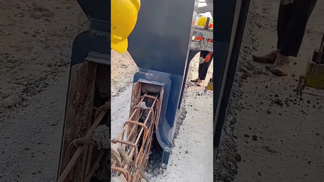 Casting process of reinforced concrete crash barrier 