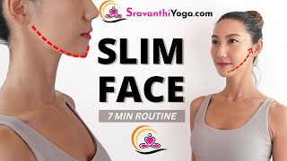 Get rid of DOUBLE CHIN & FACE FAT✨ 7 mins routine to Slim Down Your Face -Sharp jawline, V-Shape