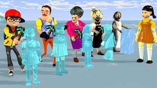 Scary Teacher 3D vs Squid Game Help Herobrine Nick  Entity Ice Sculpting Statue Squid Game Doll