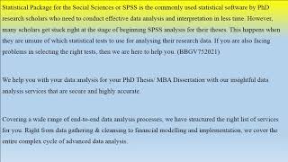 #Data_Analysis_Services     Data Analysis Services  Statistical Tests in SPSS