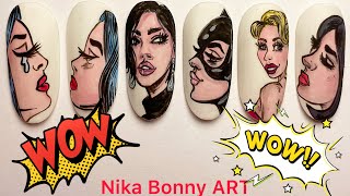 Drawing comic book characters! Nail art,  design ideas