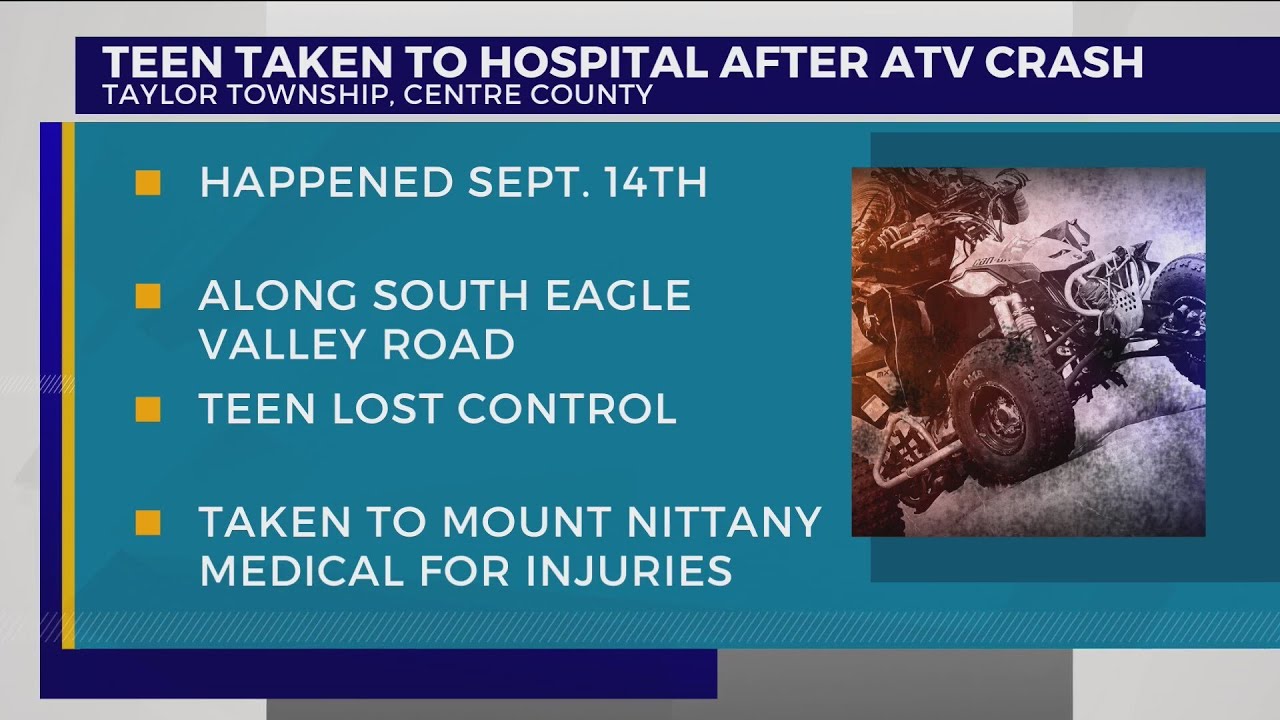 Teen rushed to hospital after ATV crash in Centre County - YouTube