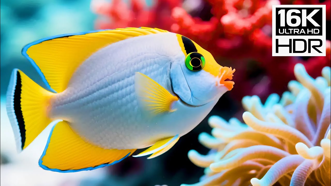 🐠 16K HDR | Golden Life Beneath the Ocean Blue: Discover Sharks, Rays & Coral Worlds
