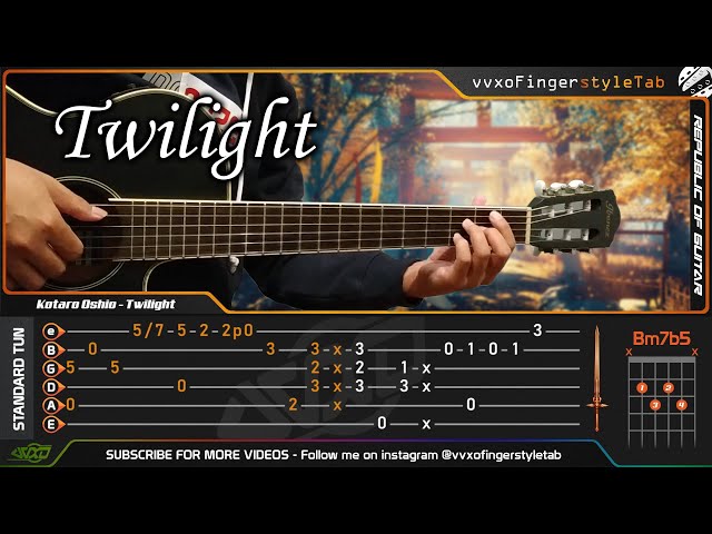 (This Song Very Nice to Learn Fingerstyle) Kotaro Oshio - Twilight Fingerstyle Cover + TABS Tutorial class=