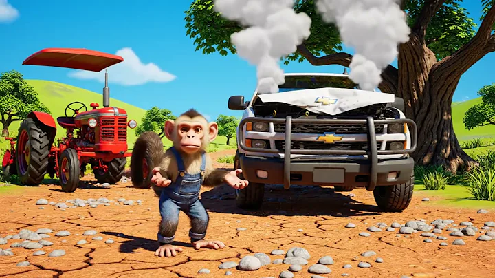 Cute Baby Monkey 🐒✨ Repairs Tractor 🚜 and Works on Beet Field 🌾 | Funny Monkey Kids