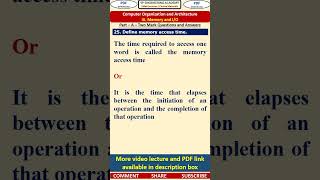 25CO3 Computer Organization Part A Questions Define memory access time