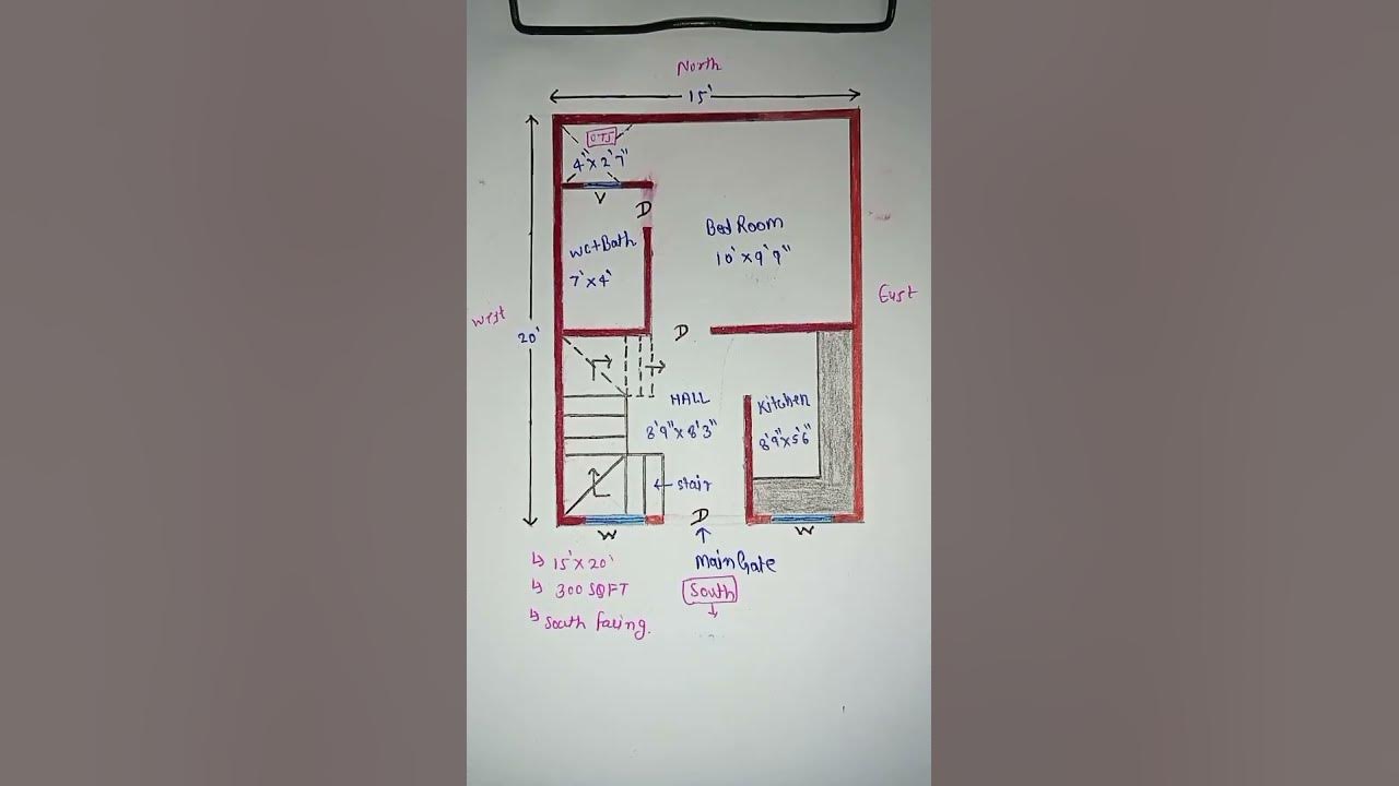 south-facing-house-plan-15-20-300sqft-mini-house-plan-youtube