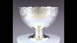1924 English Sterling Silver Pierced Footed Bowl w/ Floral Trellis Design 52180 Bowl