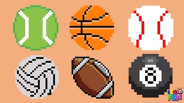 Pelotas Deportivas Pixel Art | Balones Pixel Art | 🏀🏈🏐⚾ |