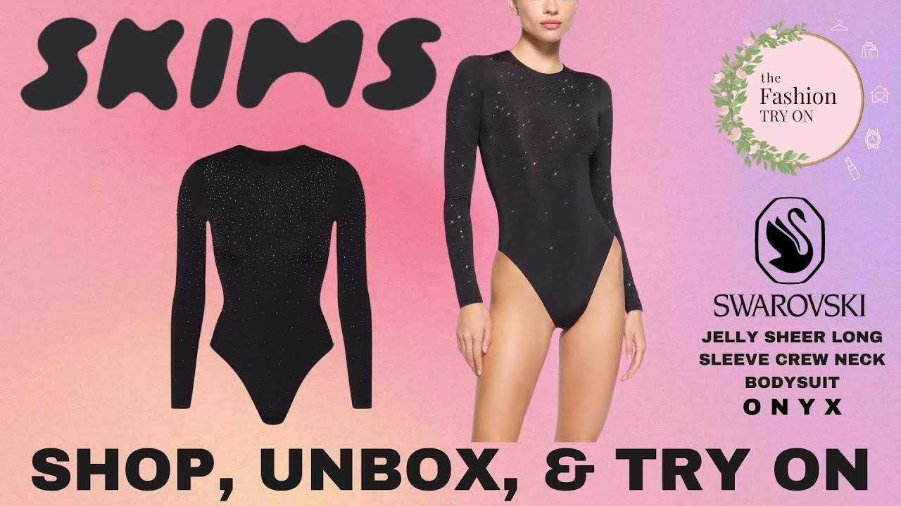 Skims Long Sleeve Crew Neck Bodysuit in Black