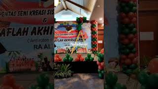 Decor panggung simple untuk perpisahan TK hijau coklat | diy ballon