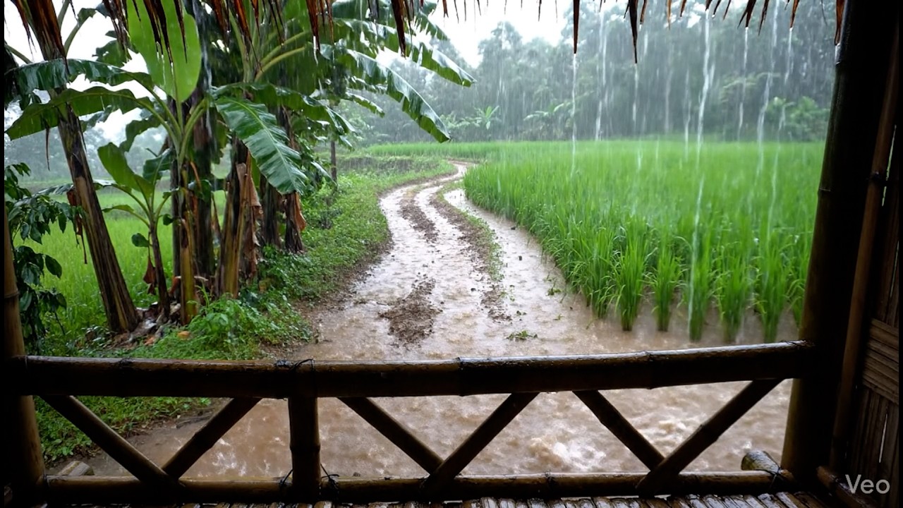 Rainy Day in a Quiet Village | Pure Nature Therapy