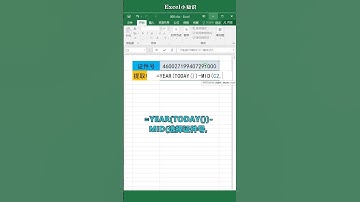 Excel tutorial Excel教程：证件号提取年龄嘿嘿！你学会了吗？Excel教學excel函數excel技巧Excel演示教学. #Shorts