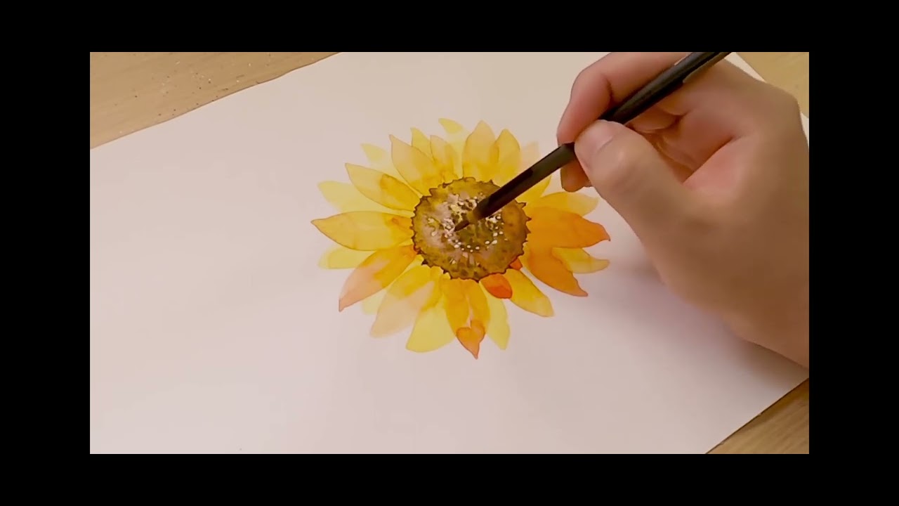 easy way to make sunflower water colour painting - YouTube