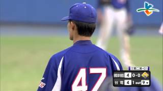 20140424-1 甲組春季聯賽 國訓藍VS台灣電力 9下 邱浩鈞在滿壘情況下投出觸身球,白白送了1分