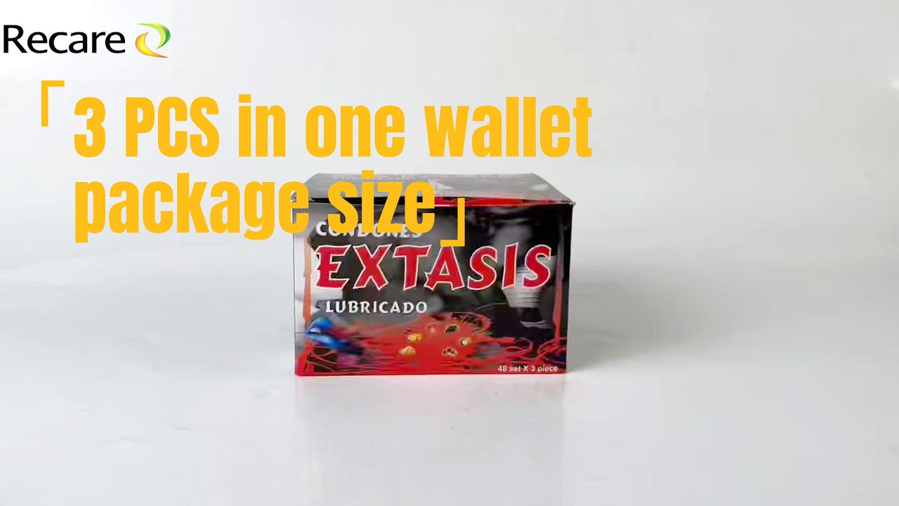 custom condom wrapper:3 psc in one wallet which is 48 wallets in a display box package size