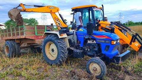 Eicher 551Range Power Plus Tractor With Loaded Trolley Pulling | John Deere tractor power | #CFV |