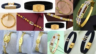 Latest Gold Bracelet For Men l Gold Kada for Mens With Price l Leather Bracelet l Mens Gold Bangles.