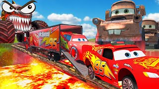 GIANT MONSTER SHARK VS LIGHTNING MCQUEEN AND TOW MATER