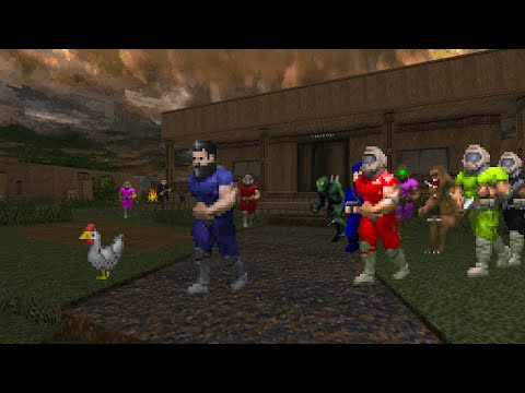 Doom - Blue Guy against the Hunters