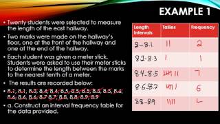 Lesson 11-3 Interval Frequency Tables and Historgrams