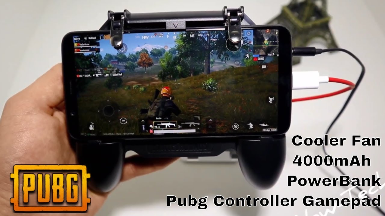 Aovon Perfect for Kids and Players 2019 4000mAh Power Bank Version PUBG Mobile Controller with Cooling Fan Sensitive L1R1 Game Trigger Joystick Gamepad Grip for 4.5-6.5 Inch Smartphone 