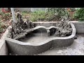 Great Garden Decorating Ideas - Aquarium Combines Waterfalls From Cement, Styrofoam & Old Bricks