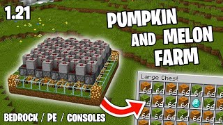 Easy Melon and Pumpkin Farm 1.21 - Minecraft Bedrock and Mcpe Tutorial