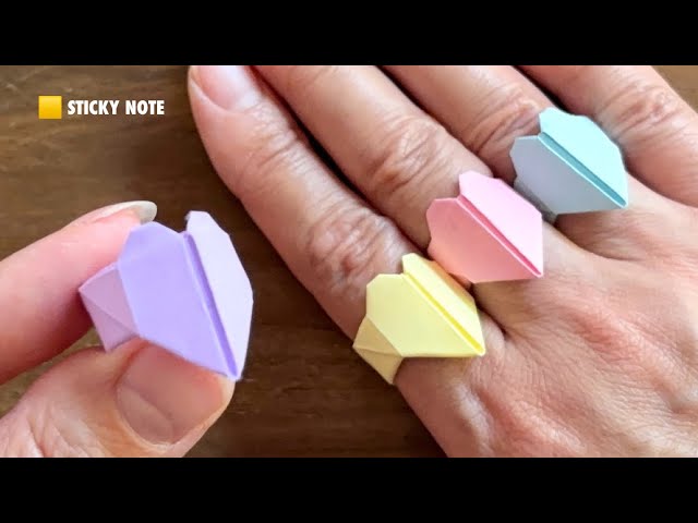 Only ONE Sticky Note! Cute Heart Ring💜 - YouTube