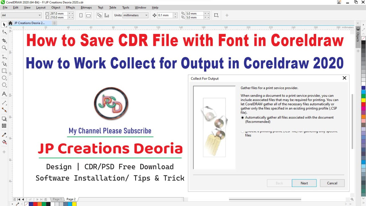 How to Save CDR File with Font in Coreldraw | How to Work Collect for ...