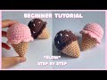 How To Crochet Ice Cream Keychain For Beginners Easy Amigurumi No Magic Ring Keychain Ideas 