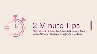 Genie EOFY Wrap Up & Reset: Fee Schedules, Genie Update Window, Medicare & Health Fund Setup screenshot 1