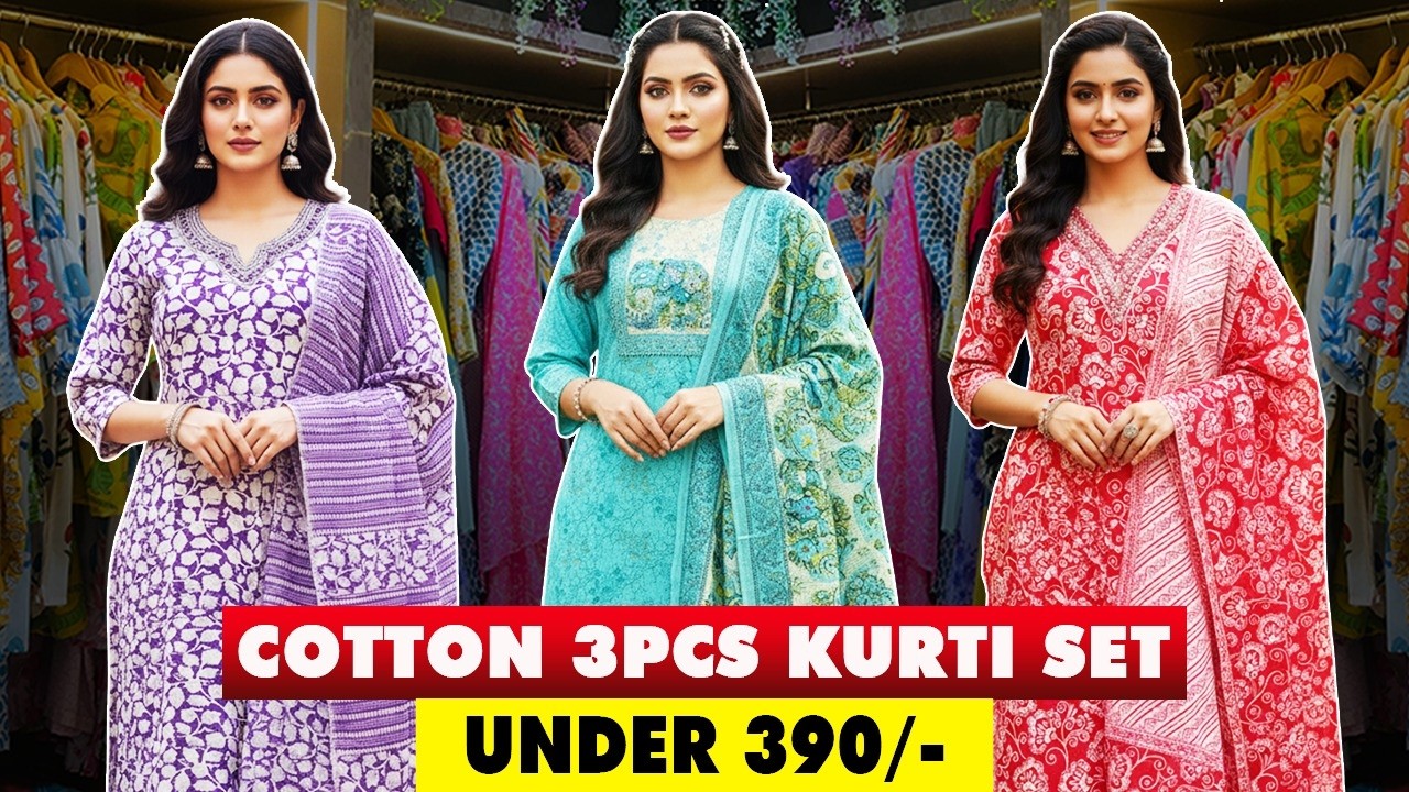 COTTON KURTI SET COLLECTION UNDER 399/- , Surat Textile Market , WHOLESALE
