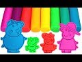 Learn colors with peppa pig family  friends play doh molds