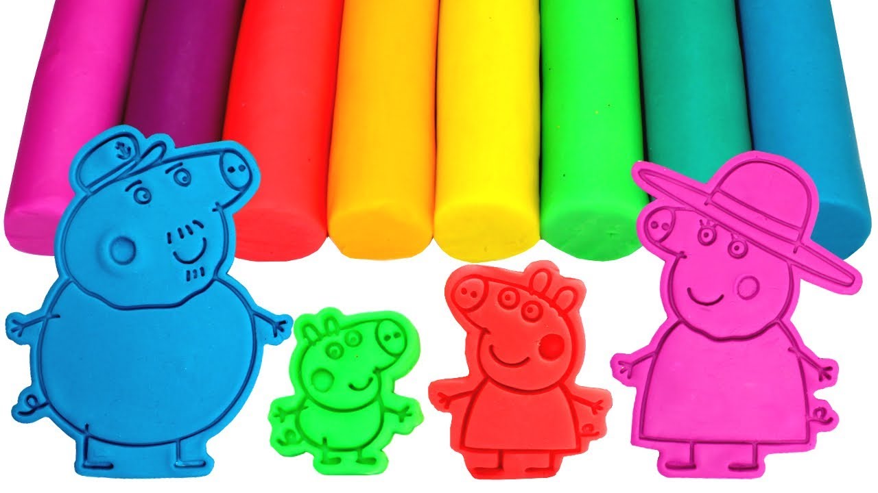 Learn Colors with Peppa Pig Family  Friends Play Doh Molds