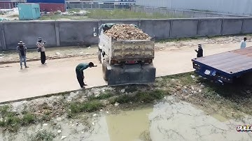 Amazing! Nicely Job! First Starting New Project  Dump Trucks 5T With Dozer KOMATSU Dozer 21P Nice