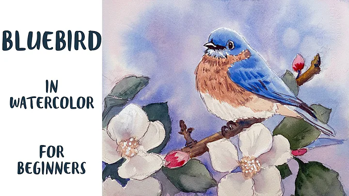 Easy Watercolor Bluebird and Flowers for Beginners